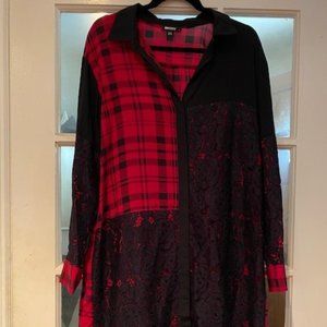 DKNY Button Down Dress in Plaid